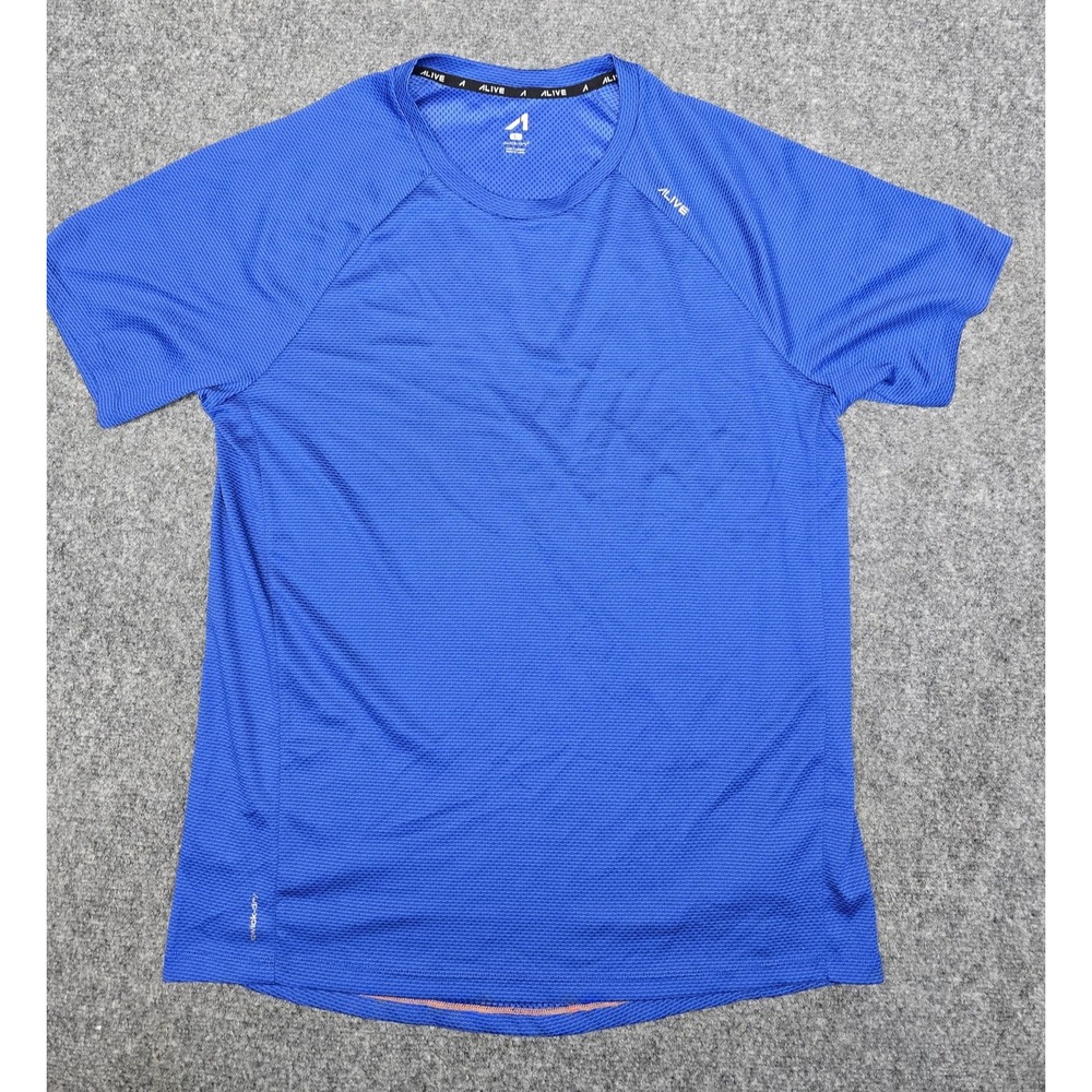 Alive Shirt Mens Large Blue Quick-Dry Athletic Performance Running Training Top